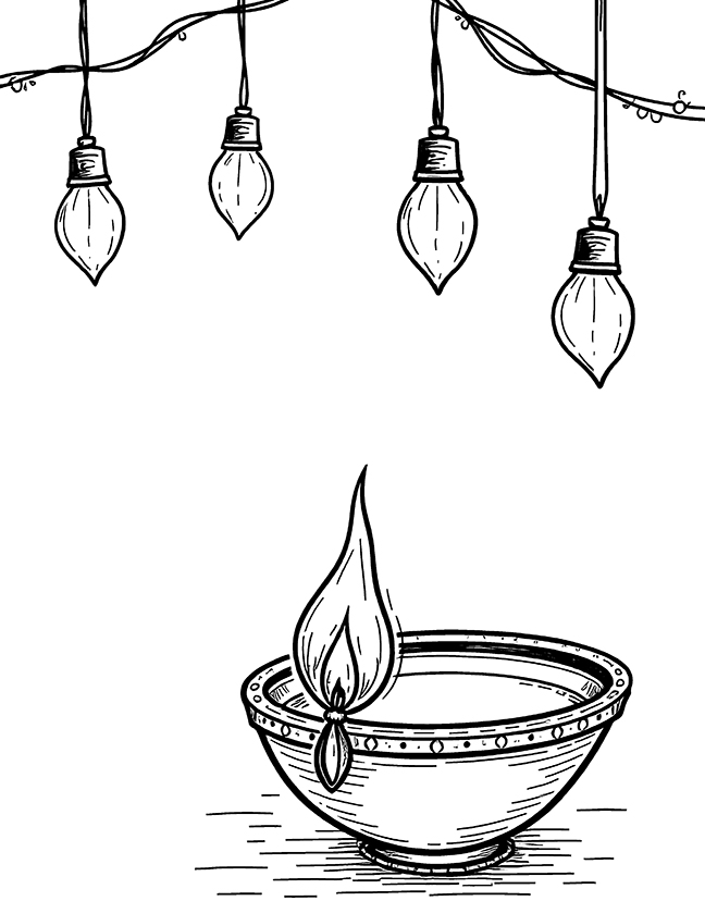 Diwali lights coloring page Diwali lights coloring page